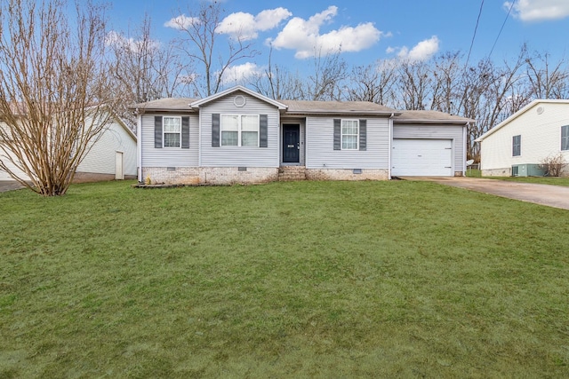 view of front facade with a garage and a front lawn