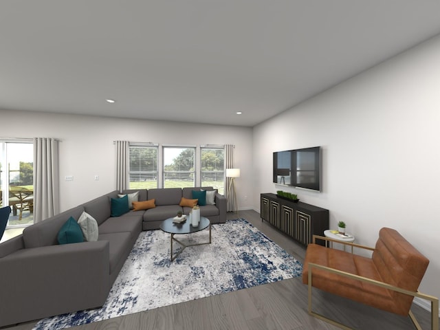 living room featuring hardwood / wood-style flooring and plenty of natural light