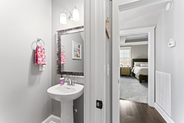 bathroom featuring sink and hardwood / wood-style flooring