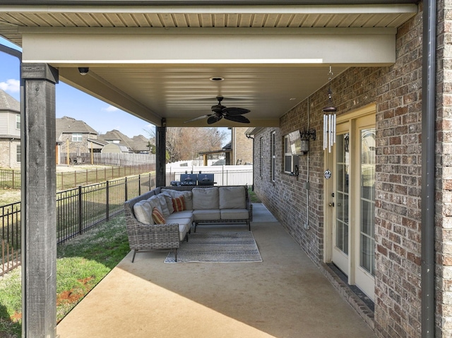 view of patio / terrace featuring outdoor lounge area and ceiling fan