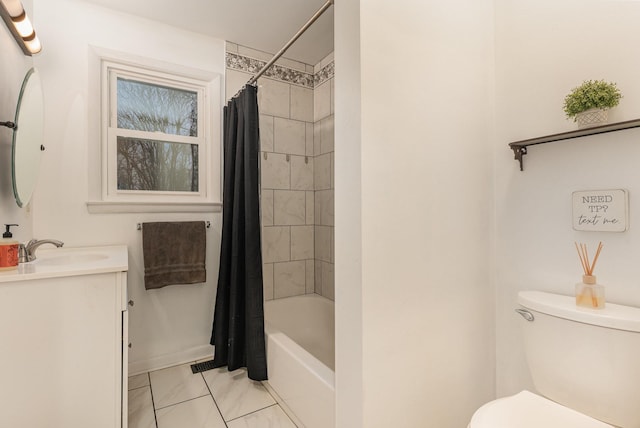 full bathroom featuring vanity, toilet, and shower / tub combo