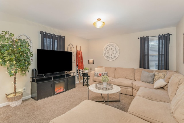 living room featuring carpet flooring