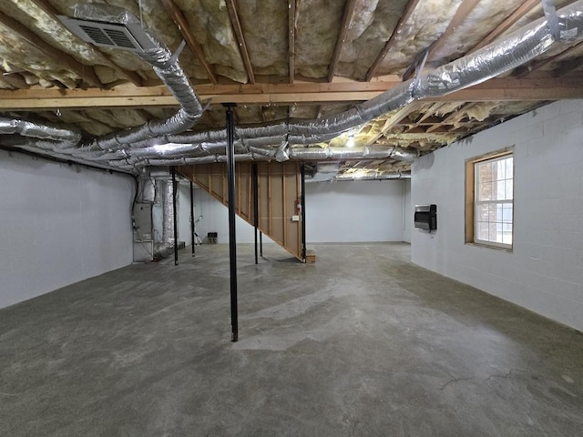 basement with heating unit