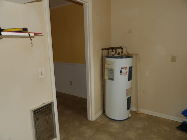 utility room with water heater