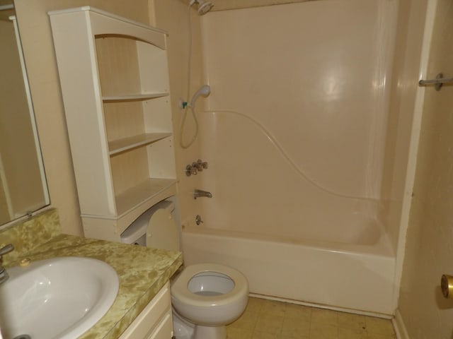 full bathroom featuring vanity, shower / bathtub combination, and toilet