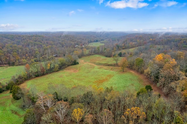 birds eye view of property featuring a rural view