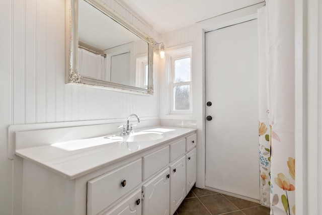 bathroom featuring vanity and tile patterned floors