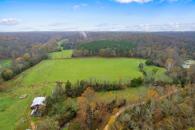 aerial view featuring a rural view