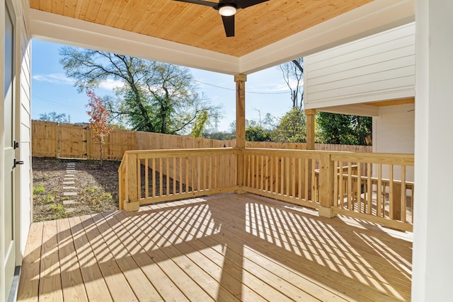 wooden terrace with ceiling fan