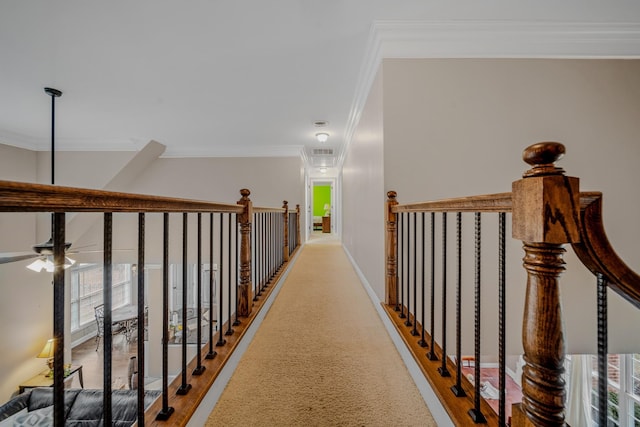 hallway with crown molding