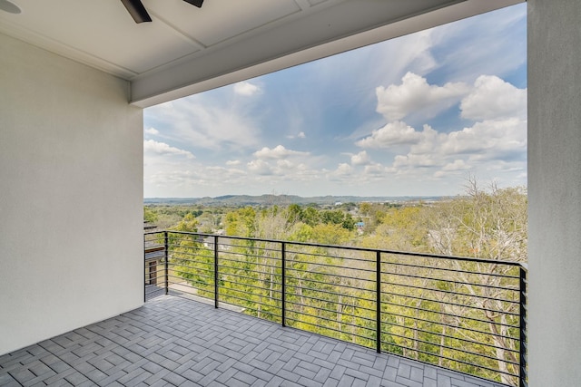 balcony with ceiling fan