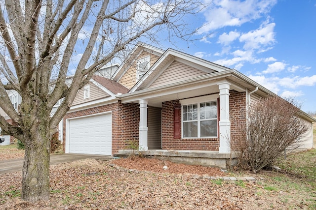 view of front of home featuring a garage and a porch