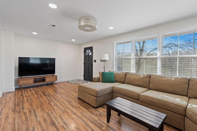 living room with hardwood / wood-style floors