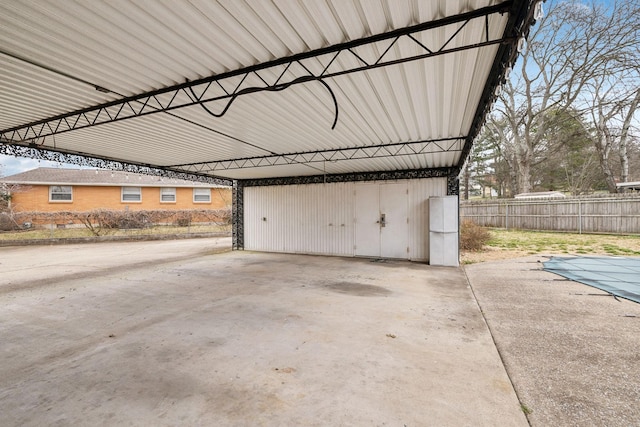 view of garage