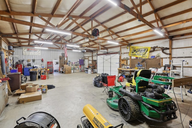 garage featuring a workshop area