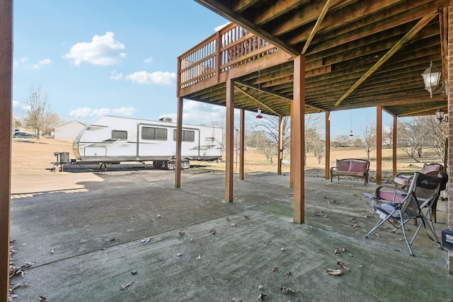 view of patio featuring a wooden deck