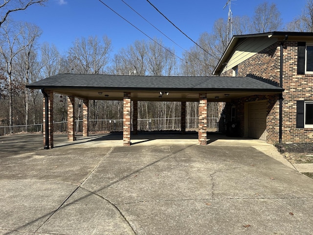 exterior space featuring a garage