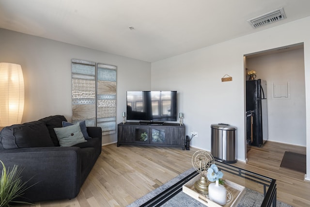 living room with light hardwood / wood-style flooring
