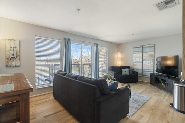 living room featuring light hardwood / wood-style flooring