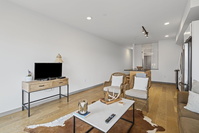 living room with light hardwood / wood-style flooring