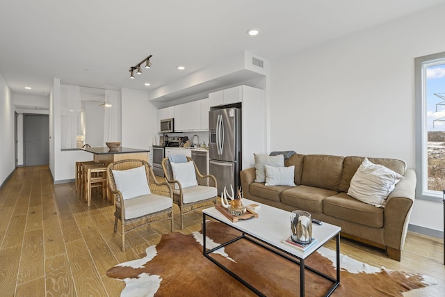 living room featuring light hardwood / wood-style floors