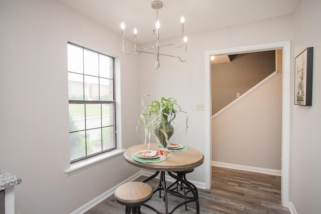 dining area featuring dark hardwood / wood-style floors