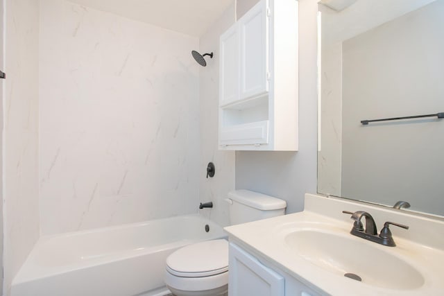 full bathroom with vanity, toilet, and tiled shower / bath combo