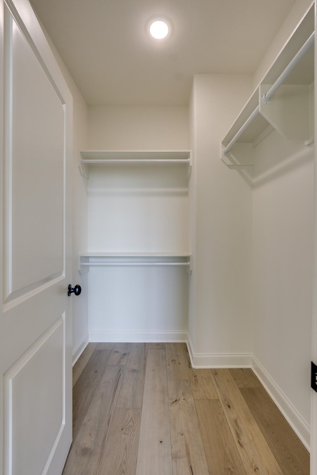 spacious closet featuring light wood-type flooring