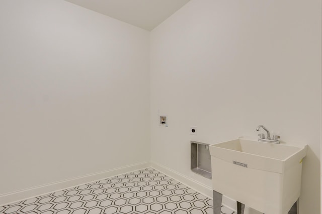 laundry room featuring washer hookup, sink, and electric dryer hookup