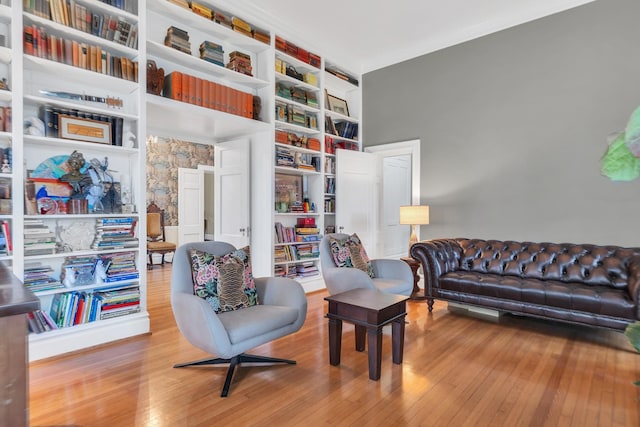 living area with wood-type flooring