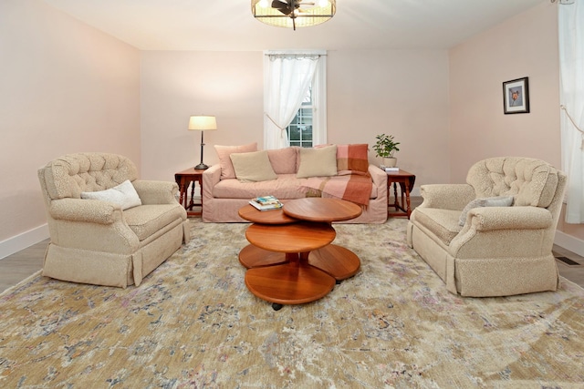 living room with wood-type flooring