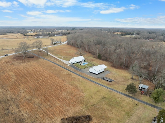 drone / aerial view with a rural view