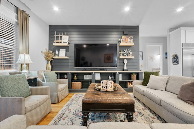 living room featuring light wood-type flooring