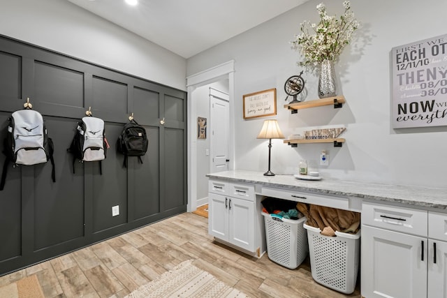 mudroom featuring light hardwood / wood-style floors