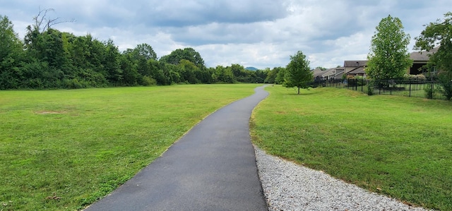 view of community featuring a yard