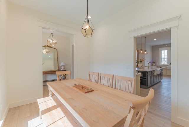 dining area with wood-type flooring