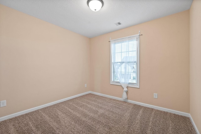 carpeted spare room featuring a textured ceiling