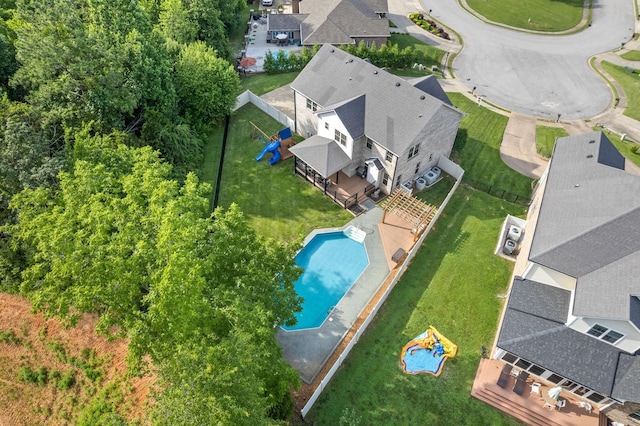 aerial view with a residential view