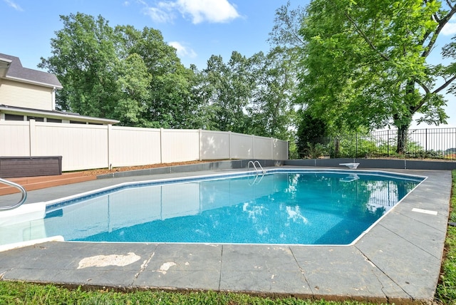 view of swimming pool with a fenced in pool and a fenced backyard