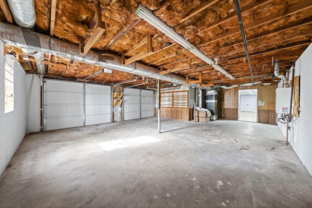 garage with water heater