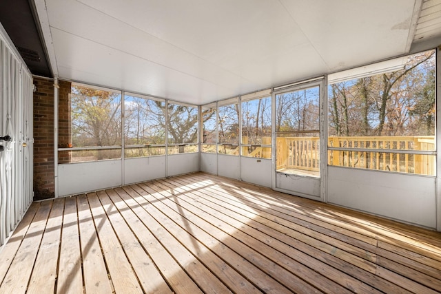 view of unfurnished sunroom