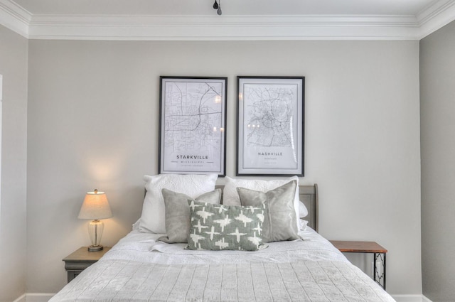 bedroom featuring ornamental molding