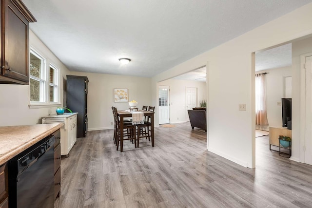 dining space with light hardwood / wood-style flooring