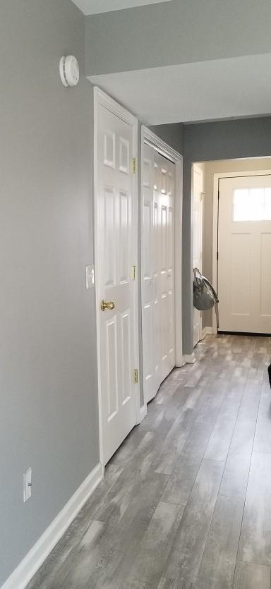 interior space with light hardwood / wood-style floors