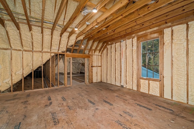 view of unfinished attic