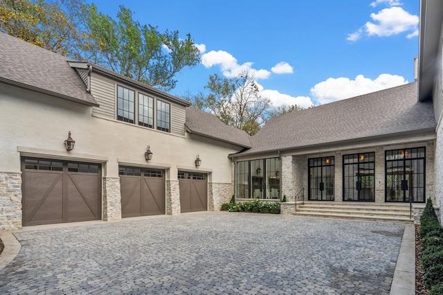 exterior space featuring a garage