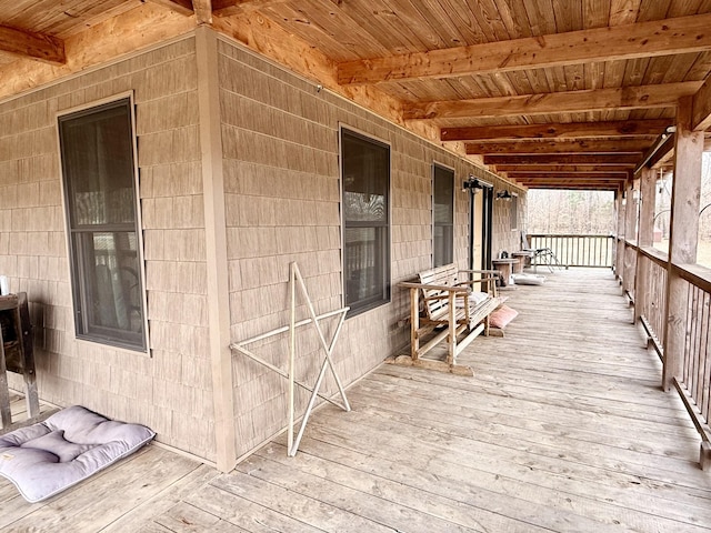 wooden terrace with covered porch