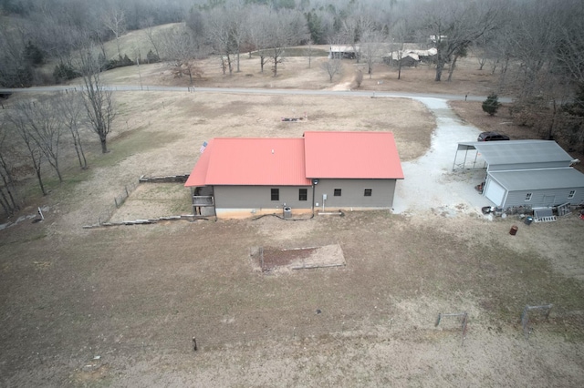 drone / aerial view with a rural view