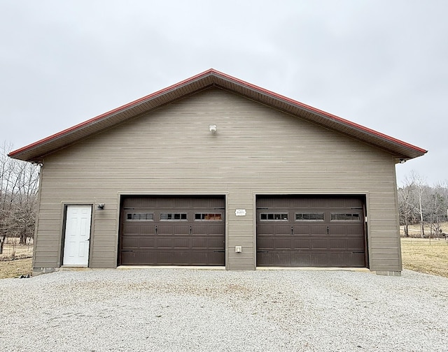 view of detached garage