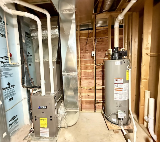 utility room with gas water heater